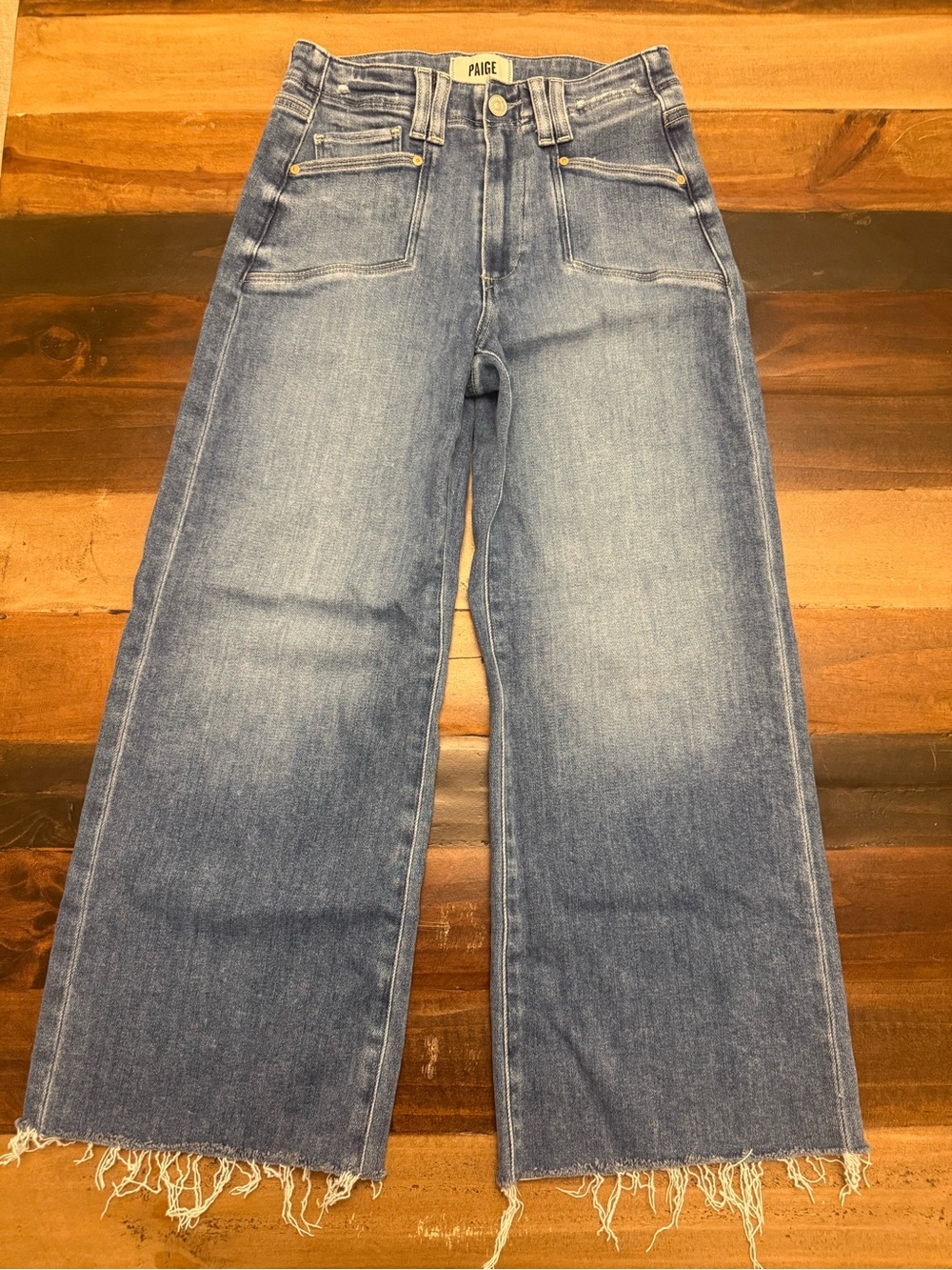 PAIGE Anessa High Rise Wide Leg Utility Patch Pocket Jeans
25 Petite NWOT